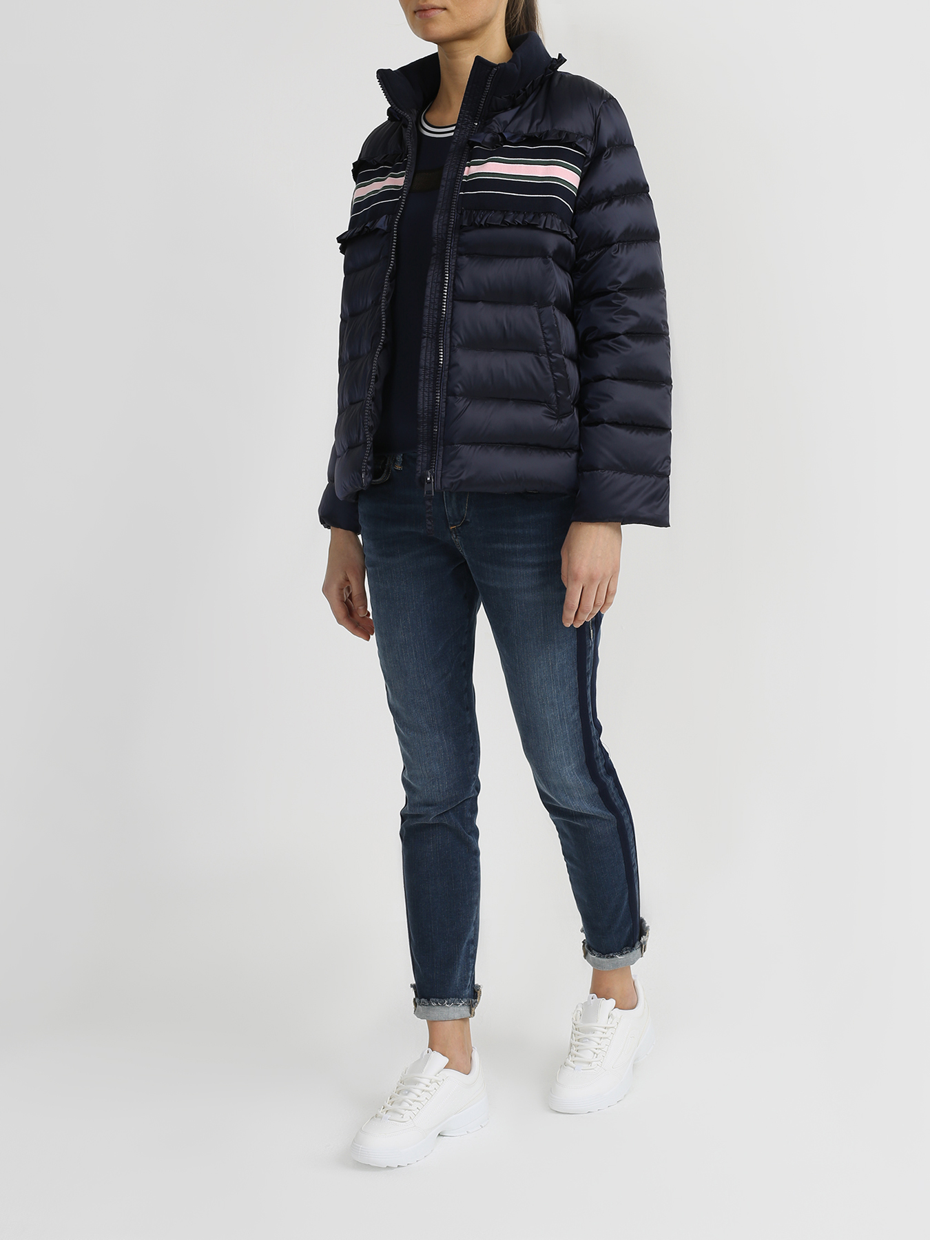 

TWINSET MILANO Куртка с тканевой вставкой, Temno_siniy, Куртка с тканевой вставкой