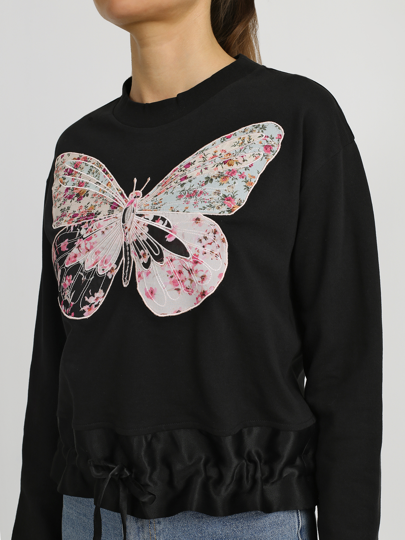 

TWINSET MILANO Джемпер с бабочкой, Chernyy, Джемпер с бабочкой