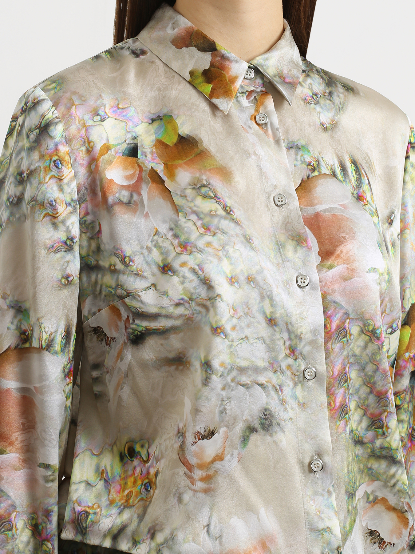 Korpo Collezioni Шелковая рубашка с цветочным узором 334386-021 Фото 3