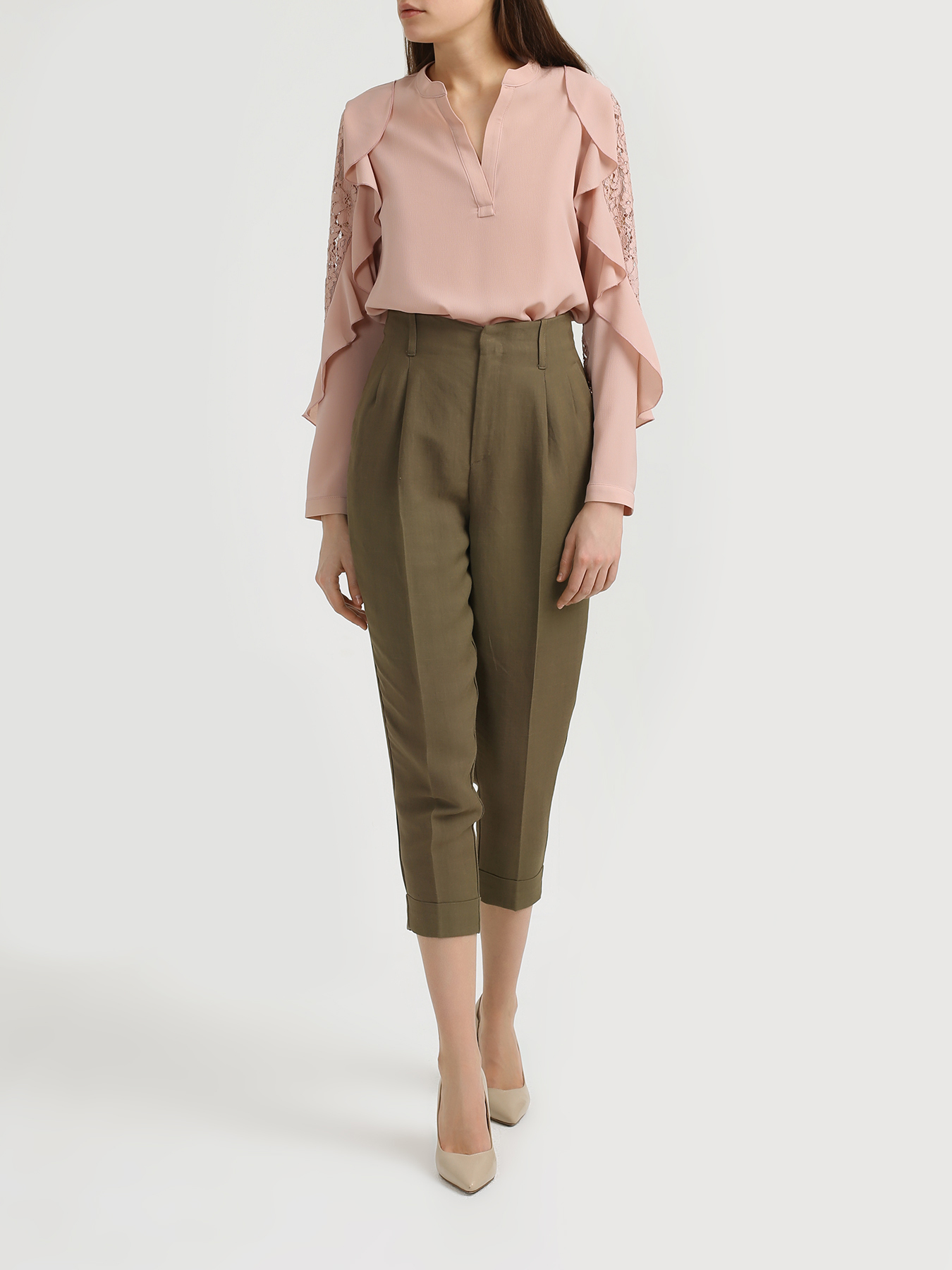 

TWINSET MILANO Однотонные брюки, Khaki, Однотонные брюки