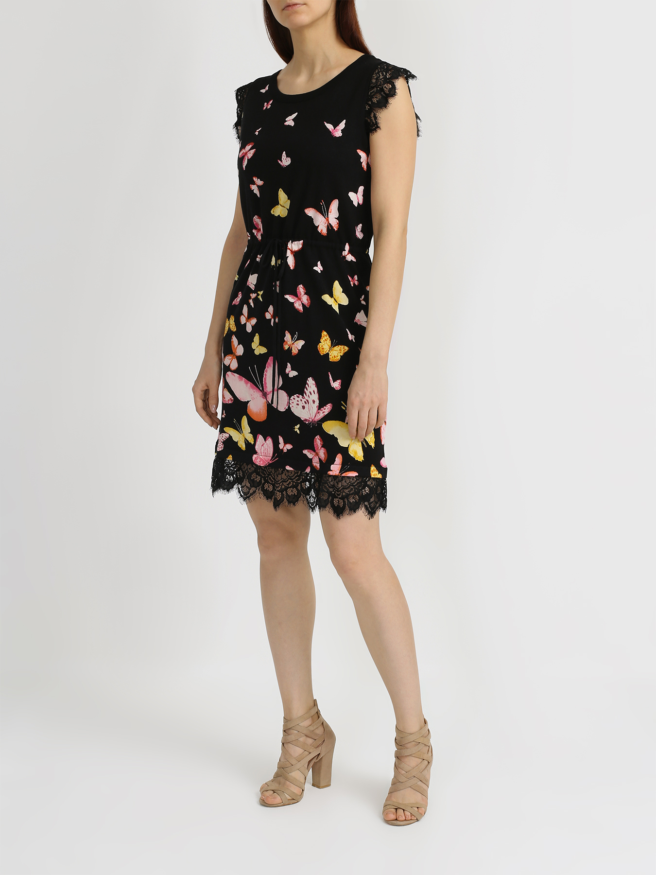 

TWINSET MILANO Платье с бабочками, Chernyy, Платье с бабочками
