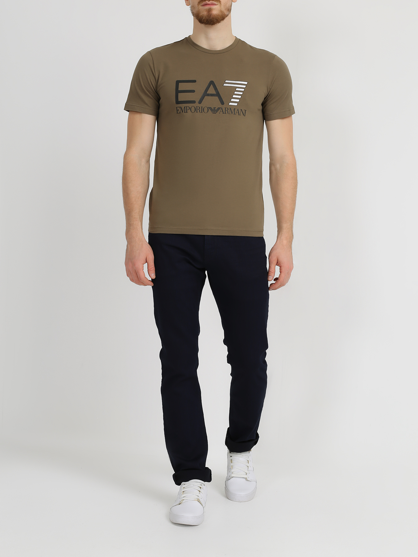 

EA7 Emporio Armani Мужская футболка с логотипом, Khaki, Мужская футболка с логотипом