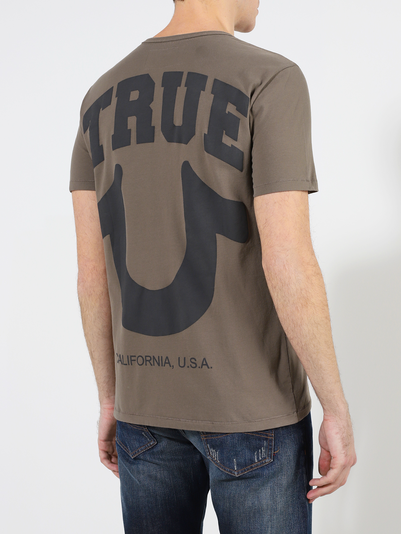 

True Religion Футболка с надписями, Khaki, Футболка с надписями