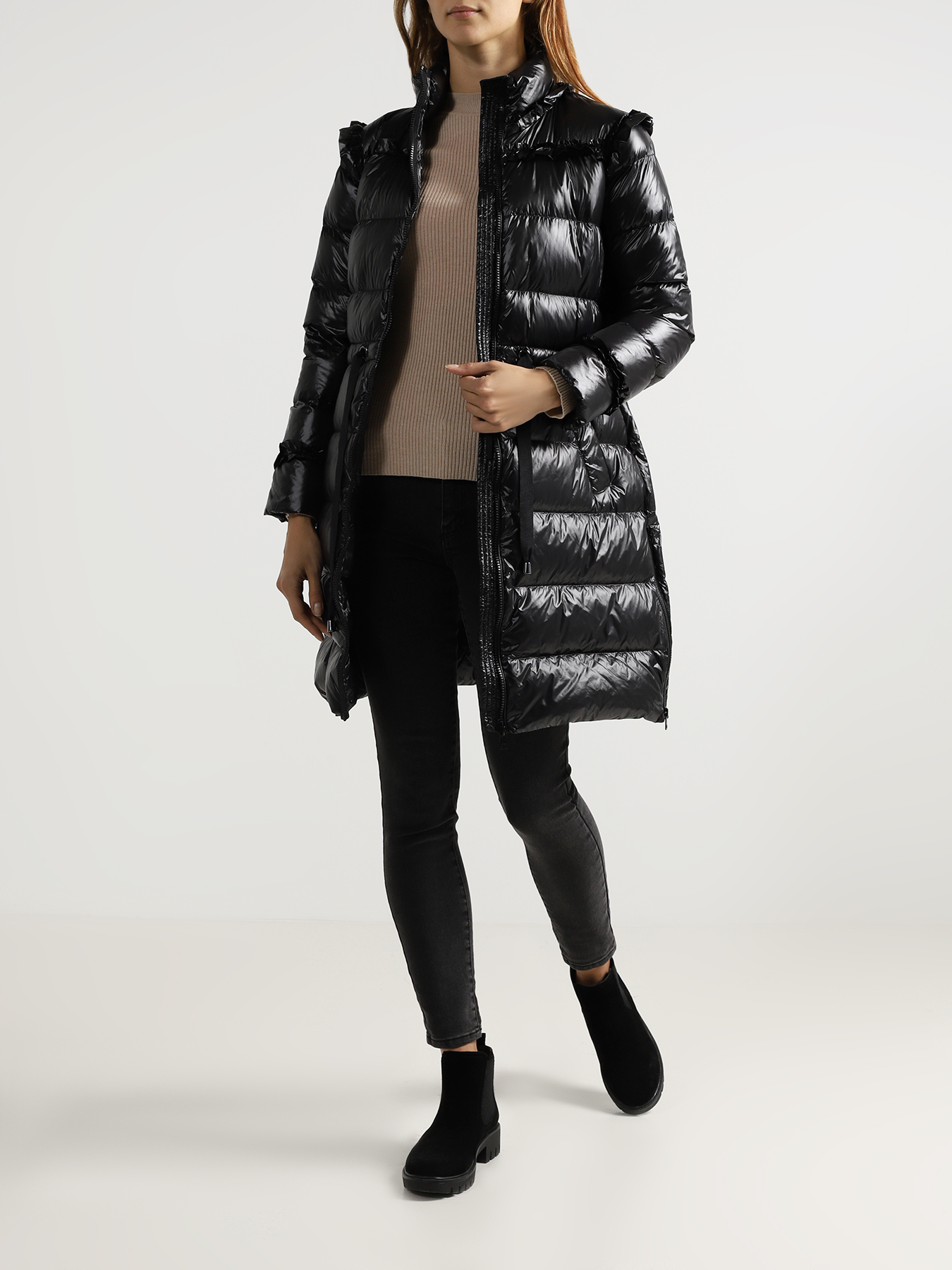 

TWINSET Удлиненная куртка, Chernyy, Удлиненная куртка