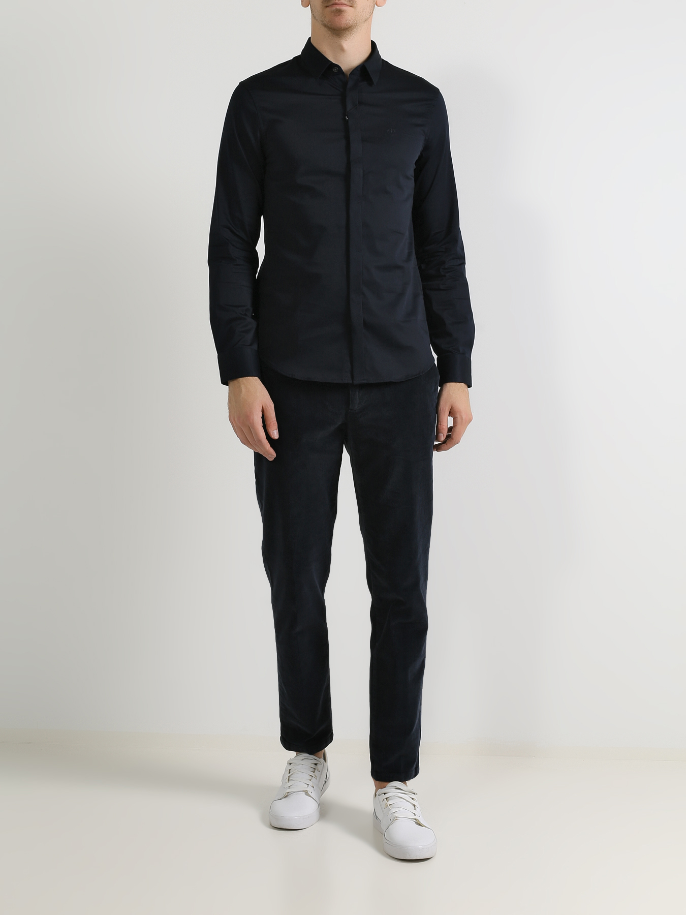

Armani Exchange Однотонная рубашка, Temno_siniy, Однотонная рубашка