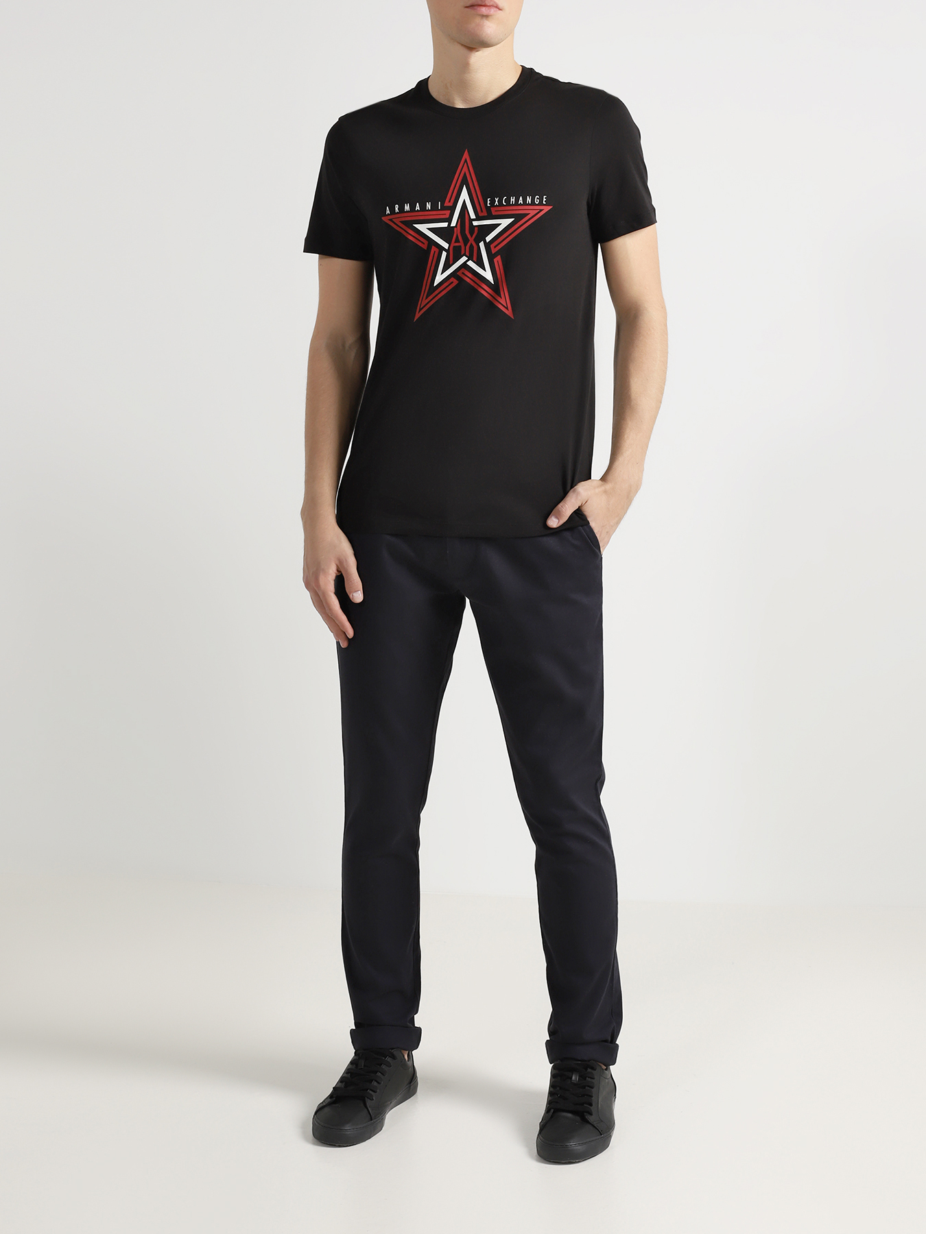 

Armani Exchange Хлопковая футболка, Chernyy, Хлопковая футболка