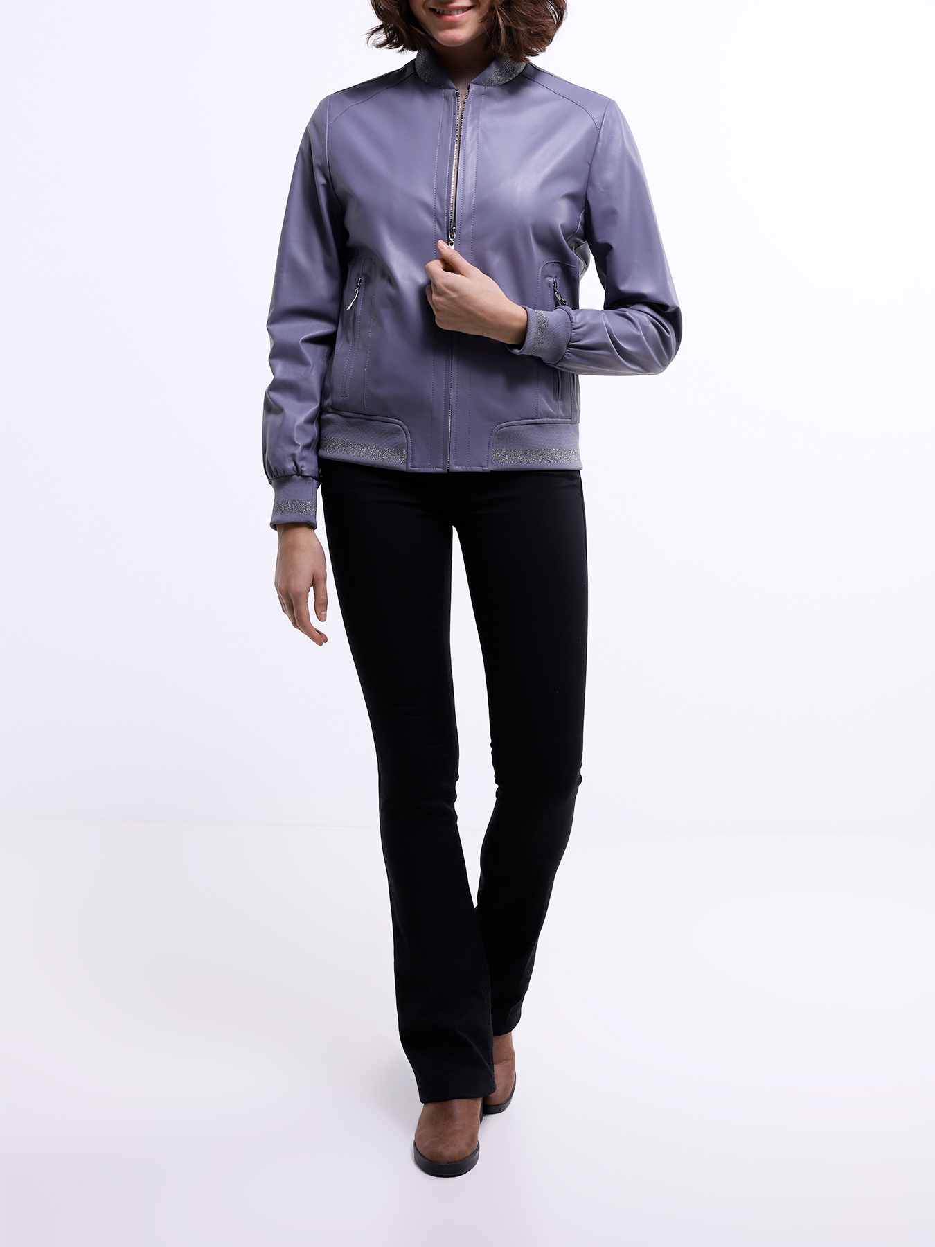 

ORSA Couture Кожаный бомбер, Seryy, Кожаный бомбер