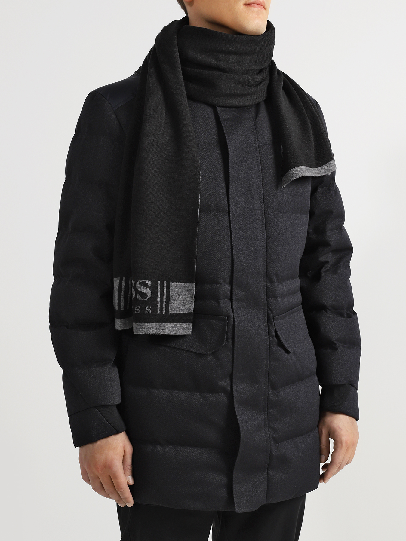 

BOSS Мужской шарф Scarf Ciny, Chernyy, Мужской шарф Scarf Ciny