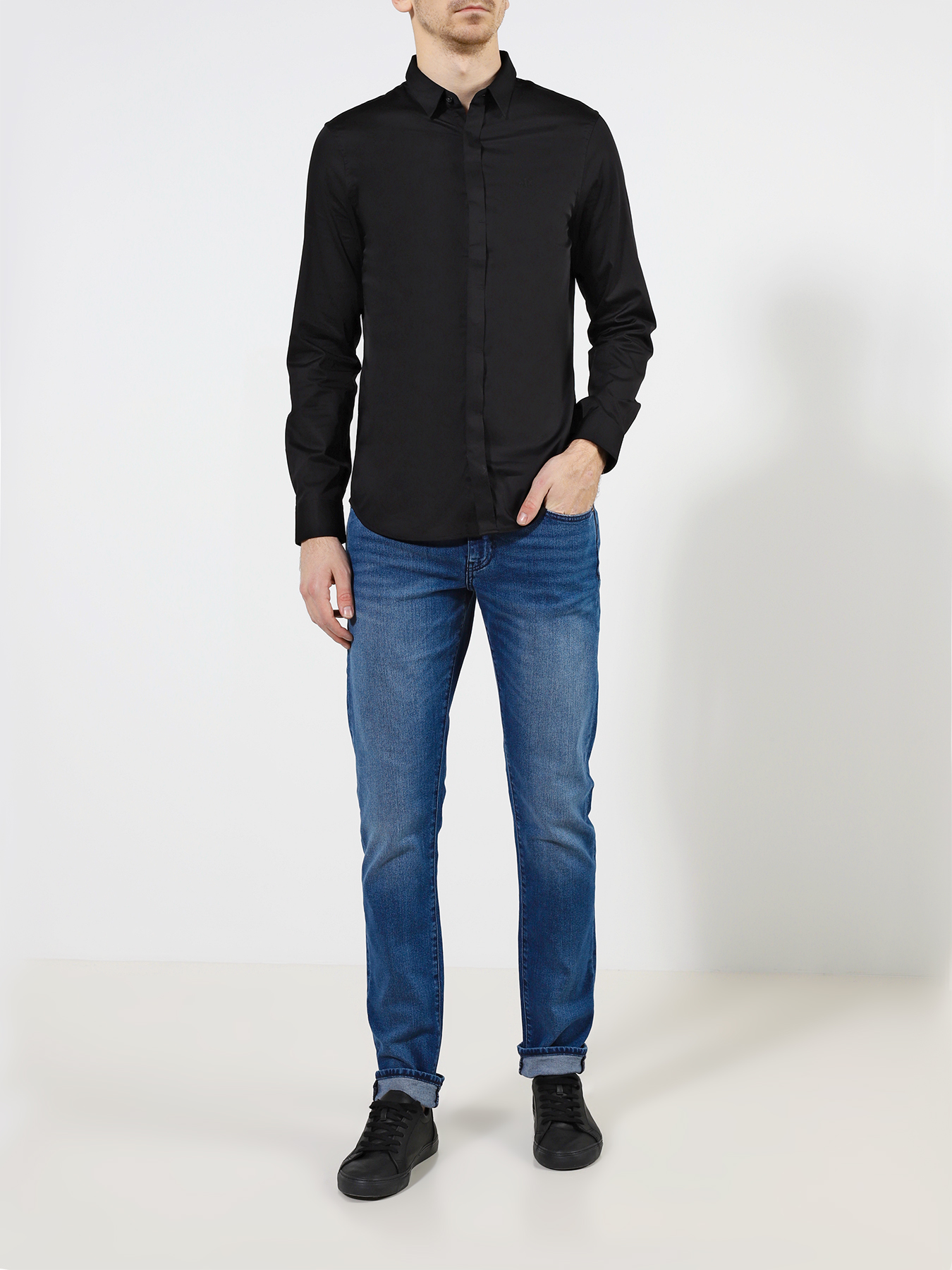 

Armani Exchange Однотонная рубашка, Chernyy, Однотонная рубашка