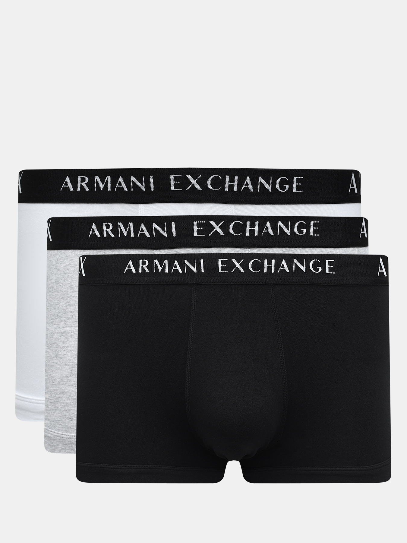 Мужские боксеры (3 шт) Armani Exchange. Цвет черный