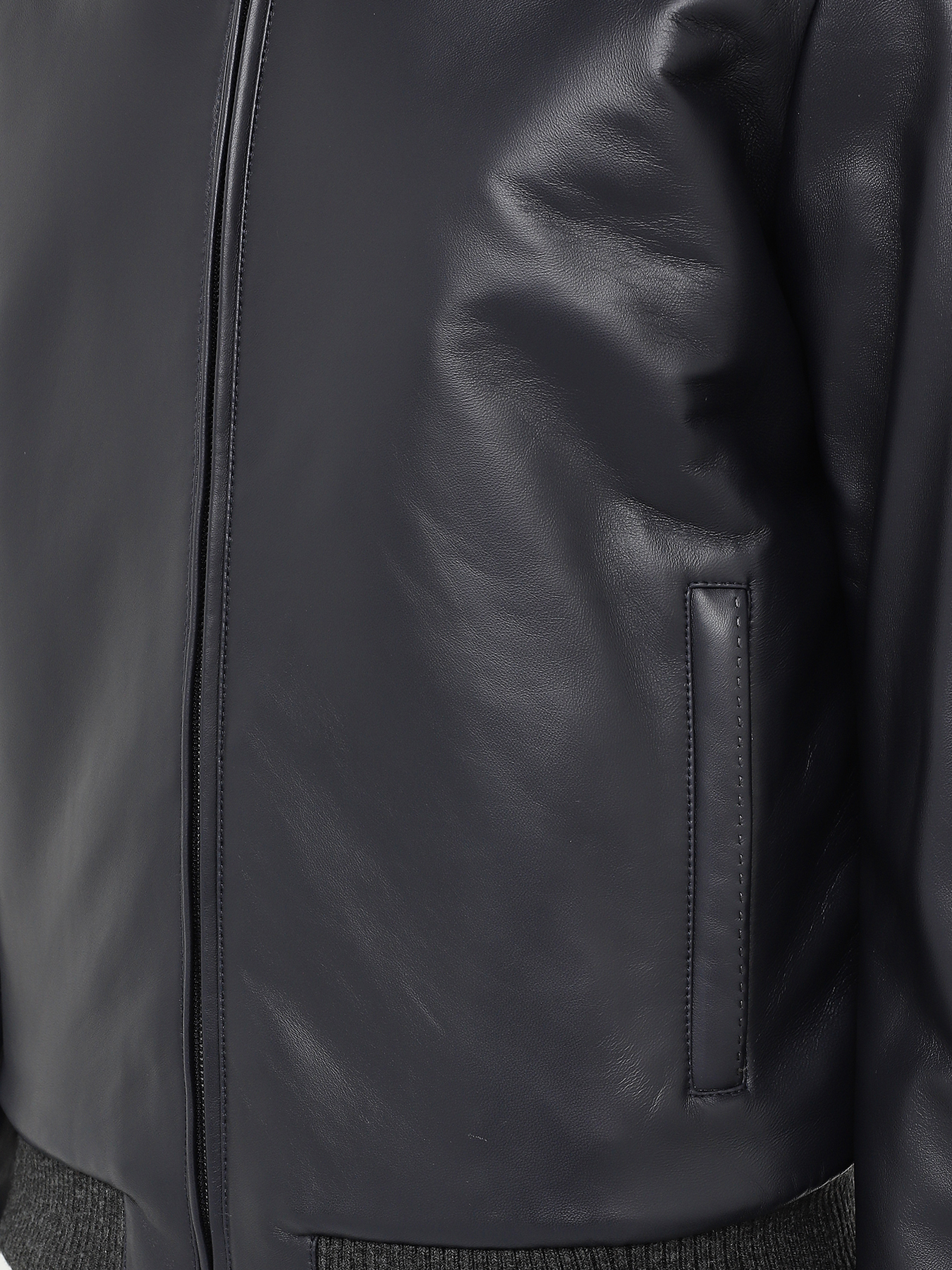 Кожаная куртка Alessandro Manzoni 390998-025, цвет темно-синий, размер 48 - фото 4