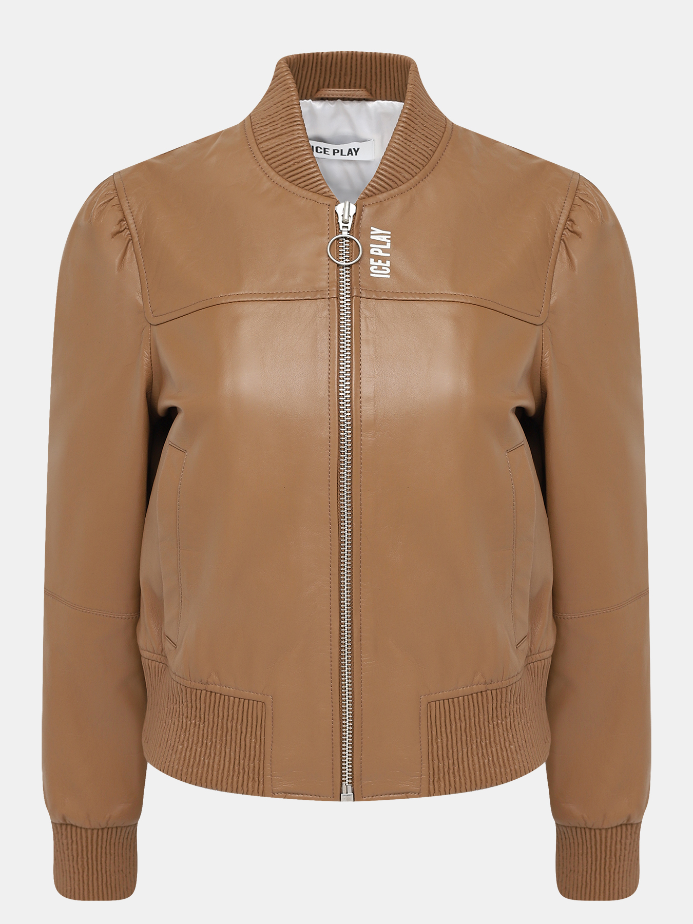 Кожаная куртка Ice Play 407191-021, цвет коричневый, размер 42