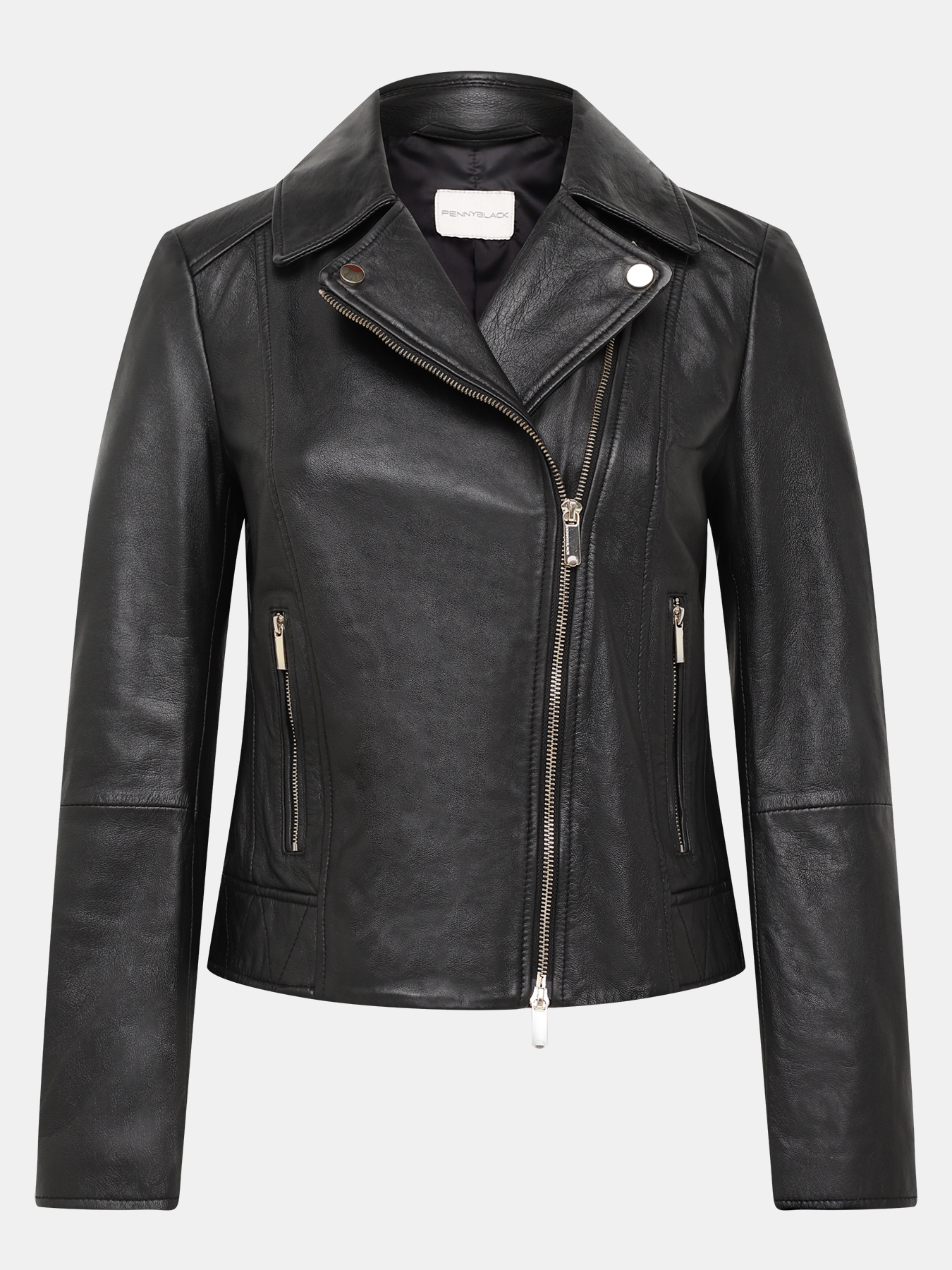 Кожаная куртка Pennyblack 421362-023, цвет черный, размер 46