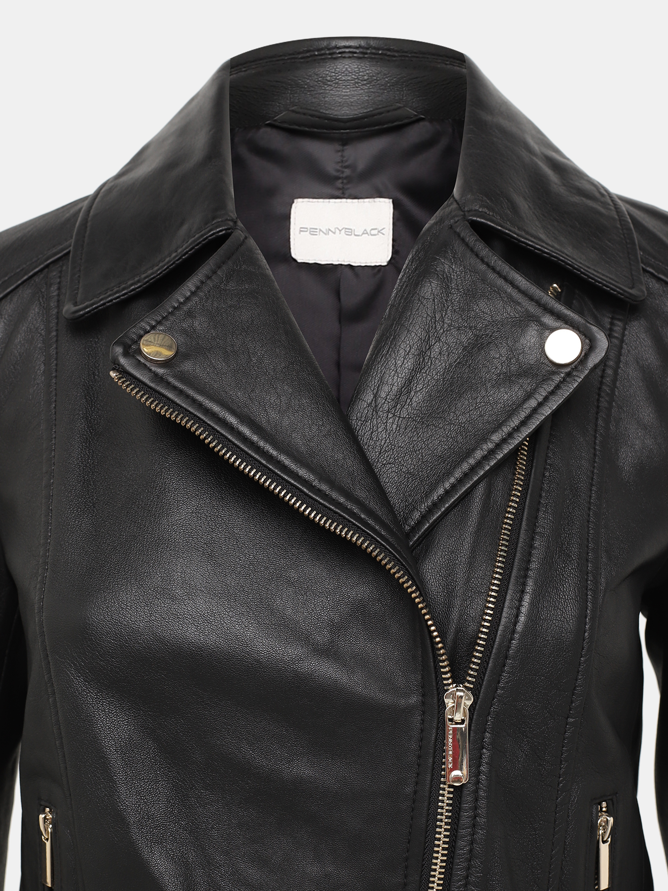 Кожаная куртка Pennyblack 421362-022, цвет черный, размер 44 - фото 4