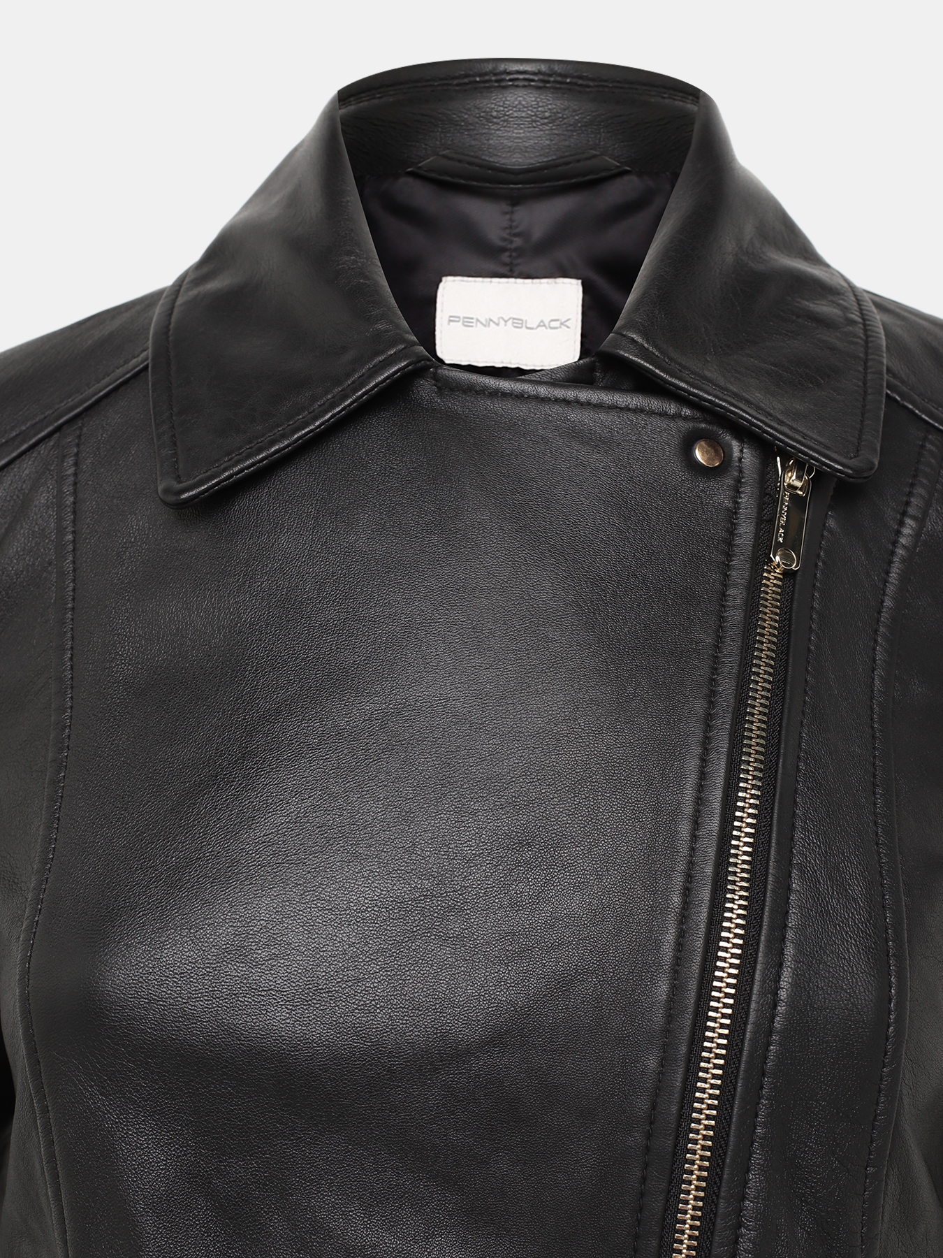 Кожаная куртка Pennyblack 421362-022, цвет черный, размер 44 - фото 3
