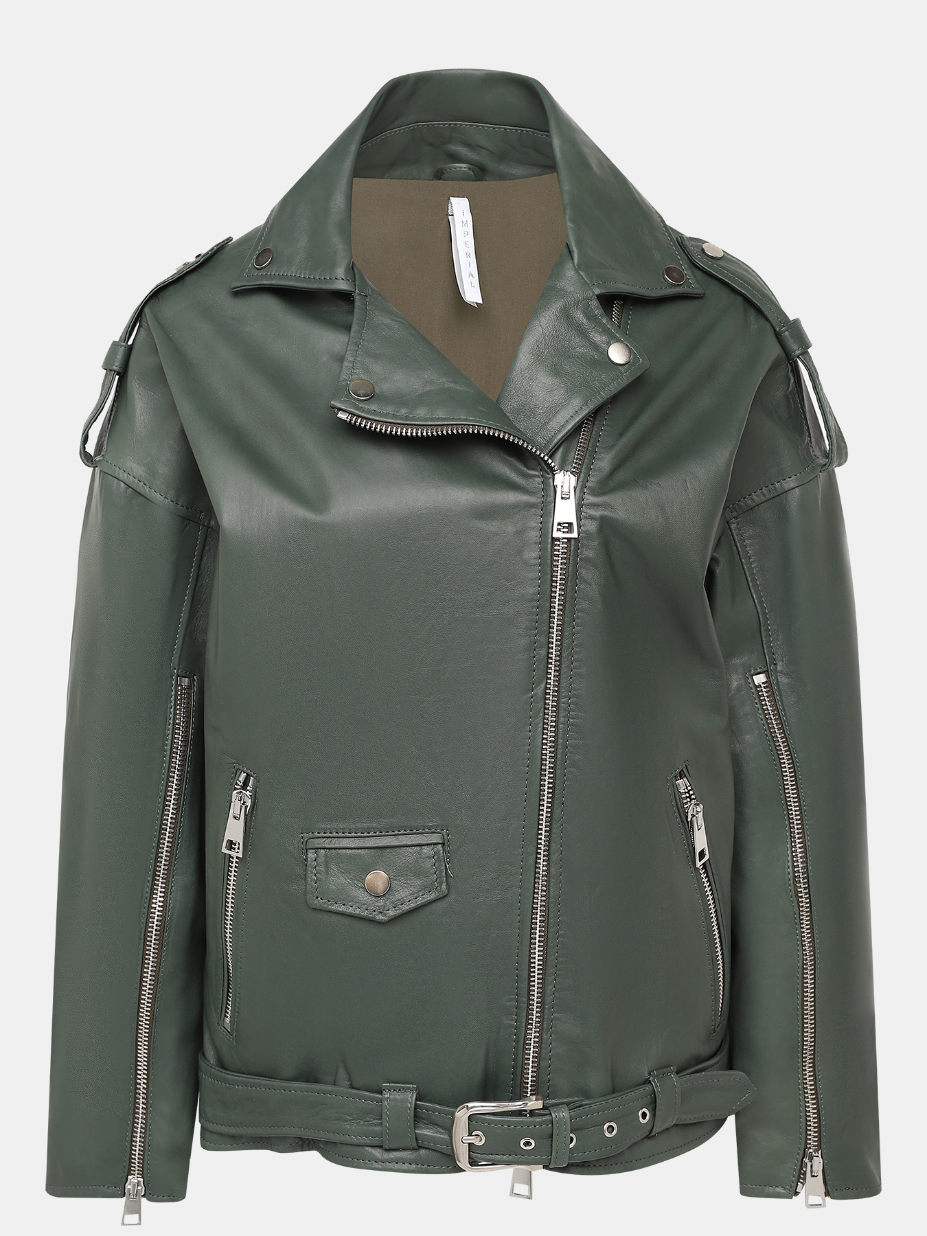 Кожаная куртка Imperial 424363-044, цвет зеленый, размер 46-48