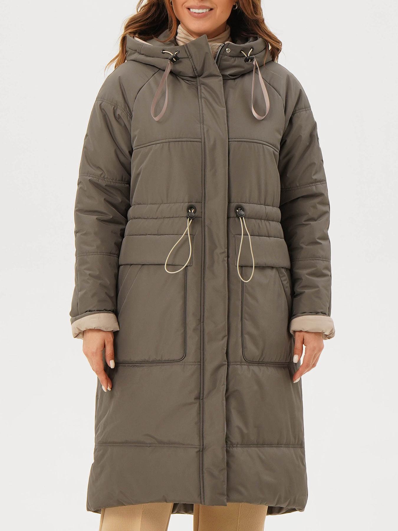 Пальто зимнее Maritta 433583-025, цвет хаки, размер 48