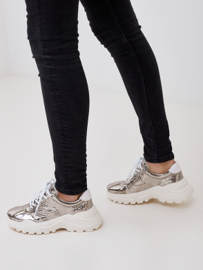 Женские кроссовки TWINSET. Цвет серебряный. Изображение 7